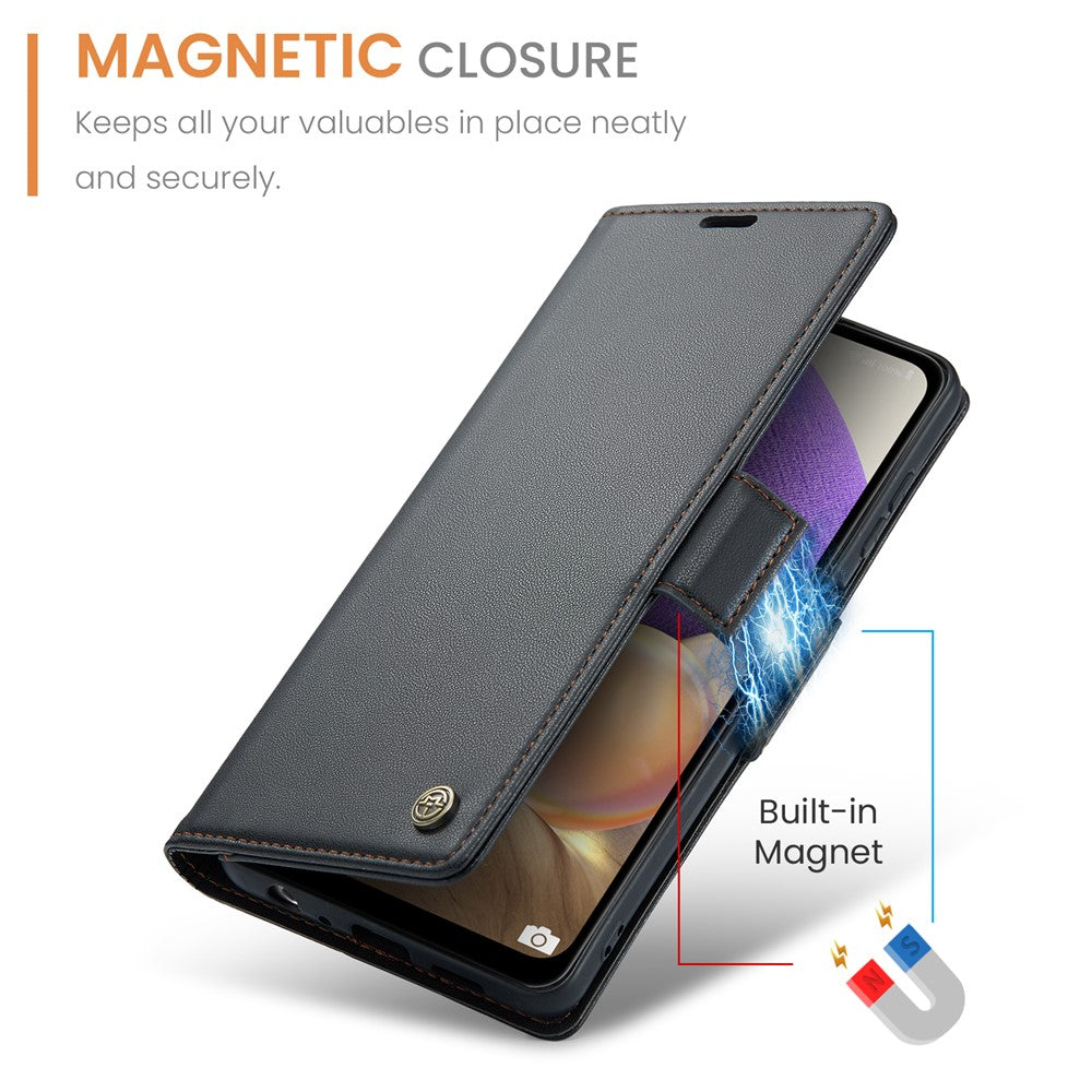 Galaxy A32 5G / M32 5G Glänzende Wallet-Hülle – RFID-Schutz & Ständer