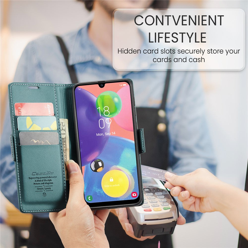 Galaxy A70 / A70s Glänzende Wallet-Hülle – RFID-Schutz & Ständer