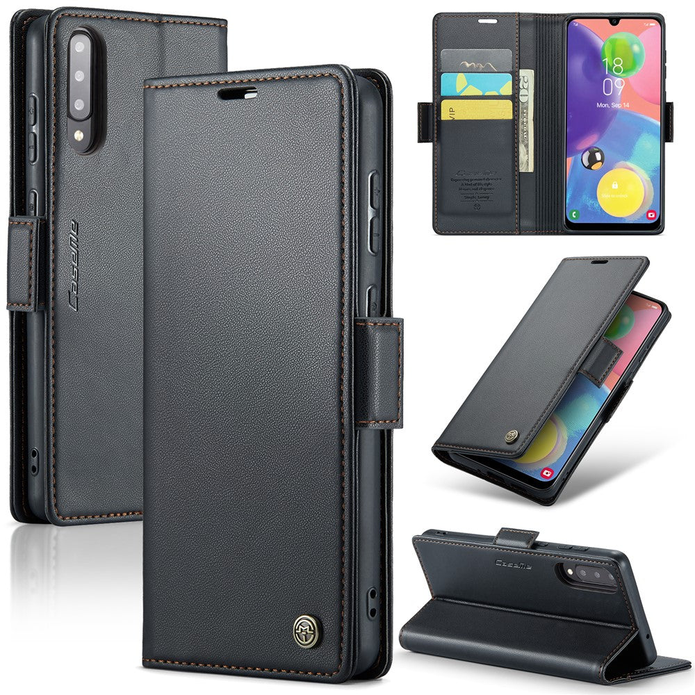 Galaxy A70 / A70s Glänzende Wallet-Hülle – RFID-Schutz & Ständer