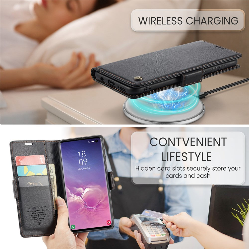 Galaxy S10 4G Glänzende Wallet-Hülle – RFID-Schutz & Ständer