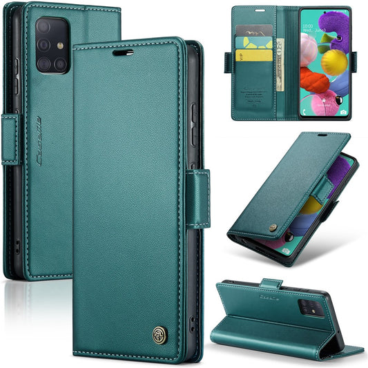 Galaxy A51 4G / M40S Glänzende Wallet-Hülle – RFID-Schutz & Ständer