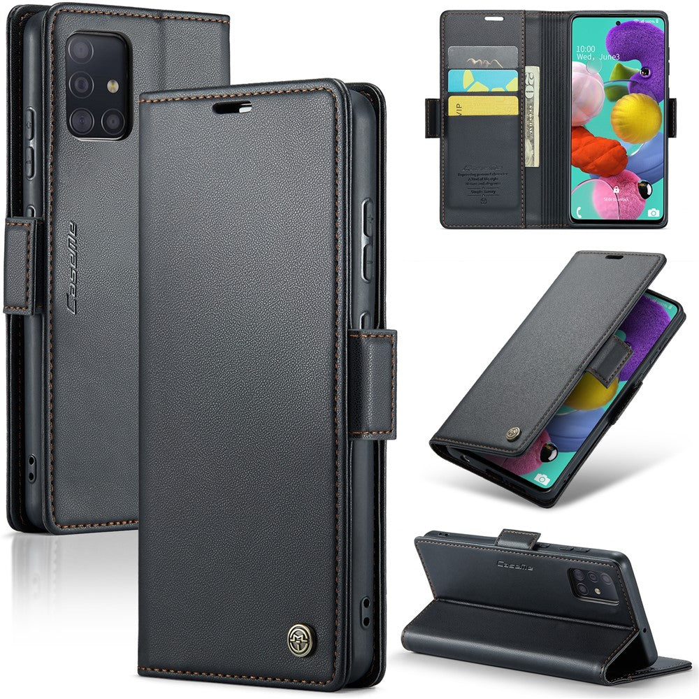 Galaxy A51 4G / M40S Glänzende Wallet-Hülle – RFID-Schutz & Ständer