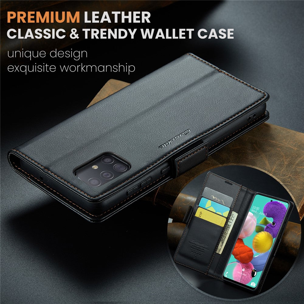 Galaxy A51 4G / M40S Glänzende Wallet-Hülle – RFID-Schutz & Ständer