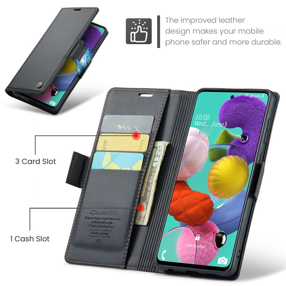 Galaxy A51 4G / M40S Glänzende Wallet-Hülle – RFID-Schutz & Ständer