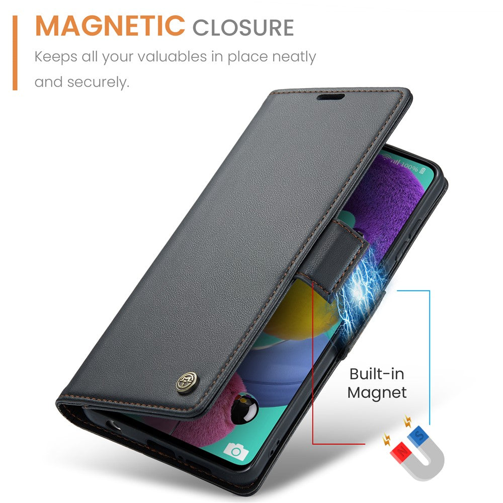 Galaxy A51 4G / M40S Glänzende Wallet-Hülle – RFID-Schutz & Ständer