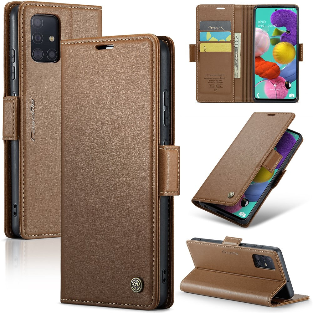 Galaxy A51 4G / M40S Glänzende Wallet-Hülle – RFID-Schutz & Ständer