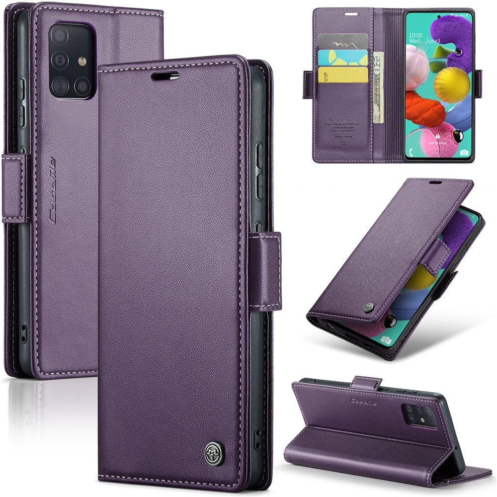Galaxy A51 4G / M40S Glänzende Wallet-Hülle – RFID-Schutz & Ständer