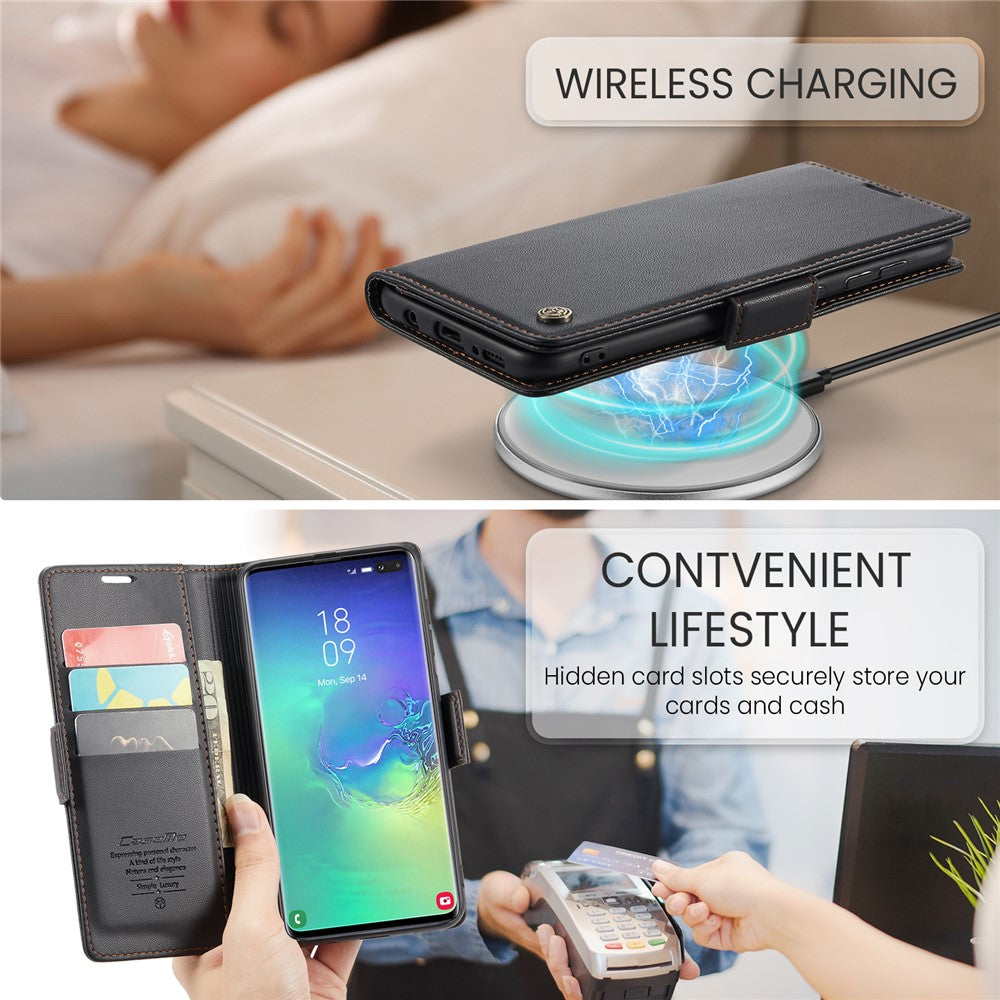 Galaxy S10 Plus Glänzende Wallet-Hülle – RFID-Schutz & Ständer