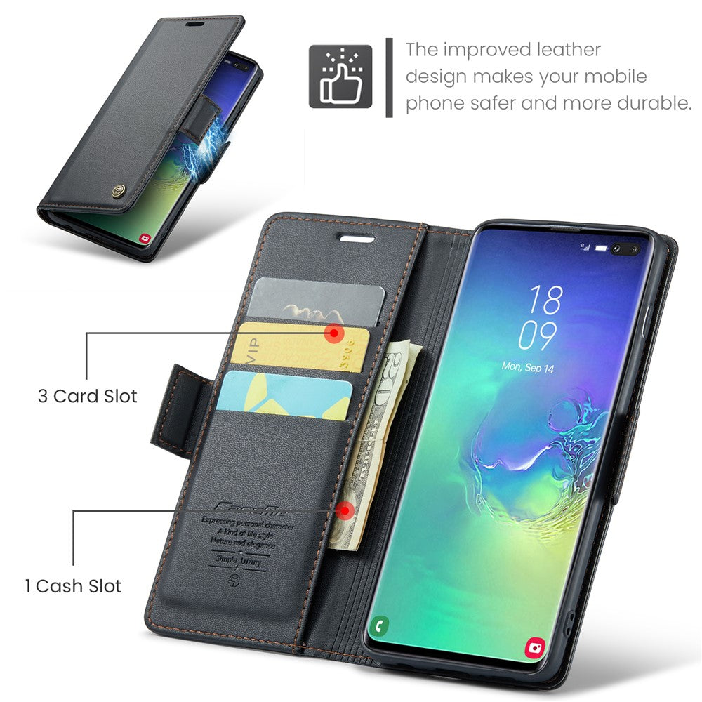 Galaxy S10 Plus Glänzende Wallet-Hülle – RFID-Schutz & Ständer