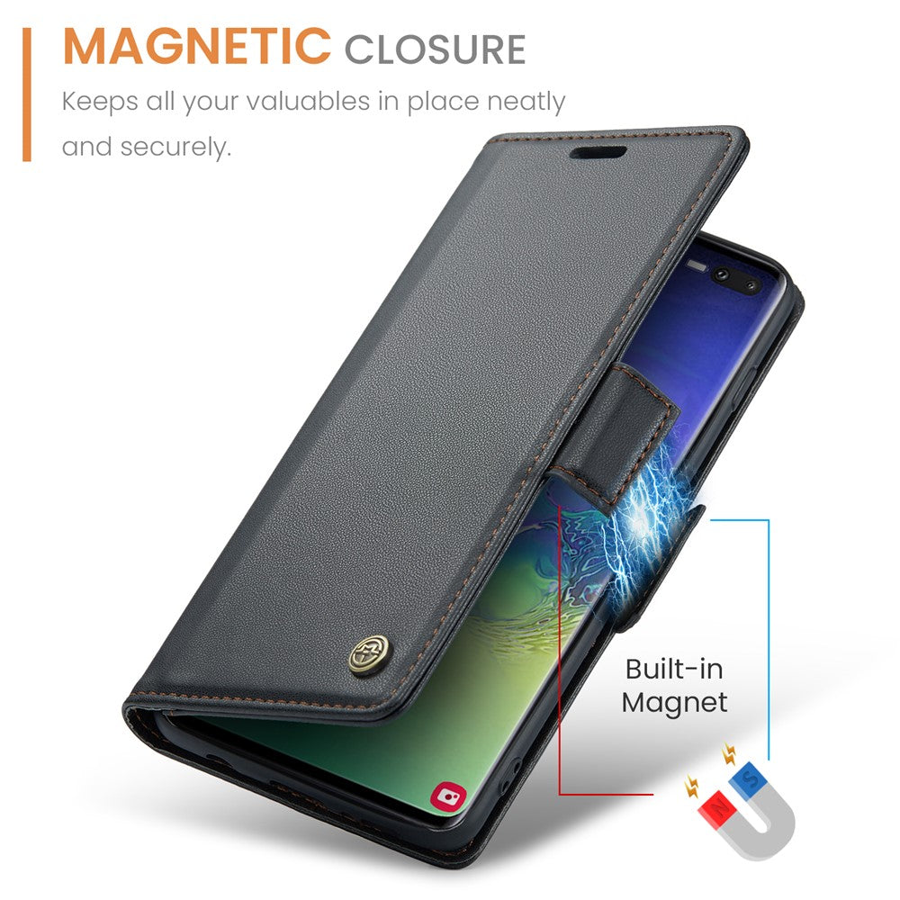 Galaxy S10 Plus Glänzende Wallet-Hülle – RFID-Schutz & Ständer