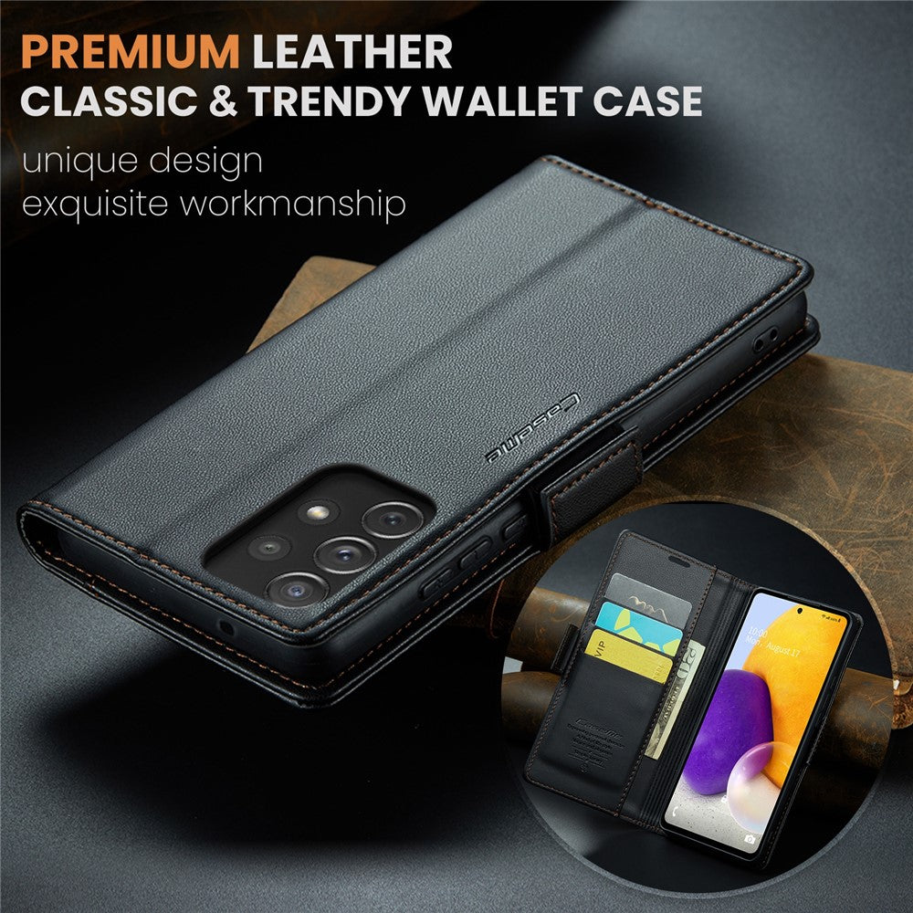 Galaxy A72 4G/5G Glänzende Wallet-Hülle – RFID-Schutz & Ständer