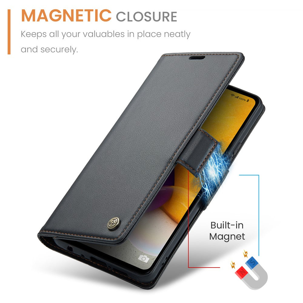Galaxy A72 4G/5G Glänzende Wallet-Hülle – RFID-Schutz & Ständer