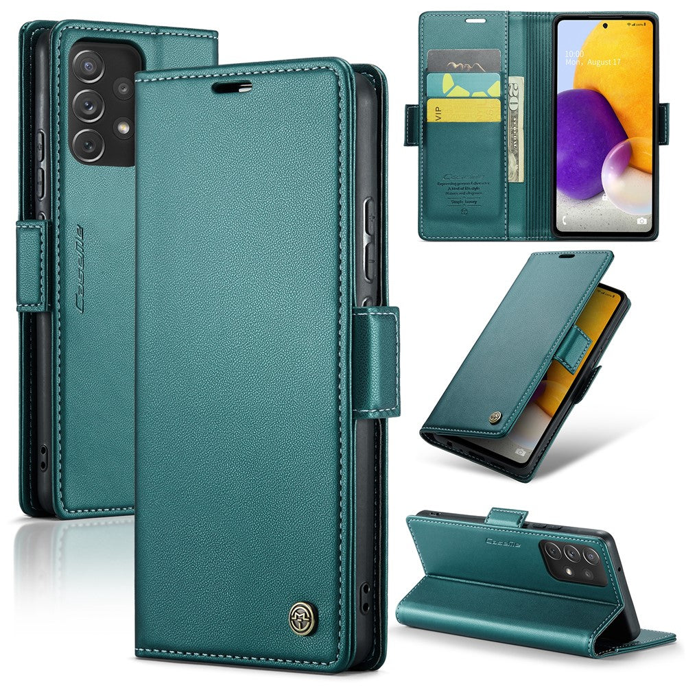 Galaxy A72 4G/5G Glänzende Wallet-Hülle – RFID-Schutz & Ständer