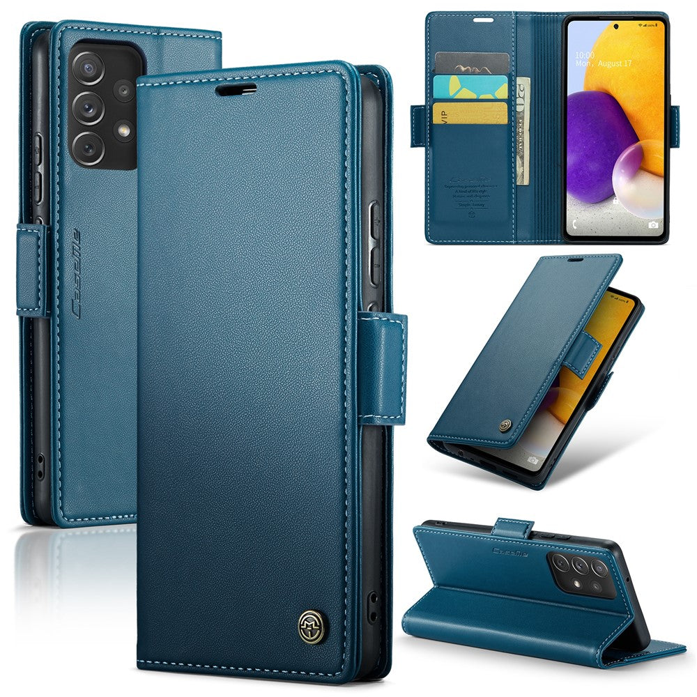 Galaxy A72 4G/5G Glänzende Wallet-Hülle – RFID-Schutz & Ständer