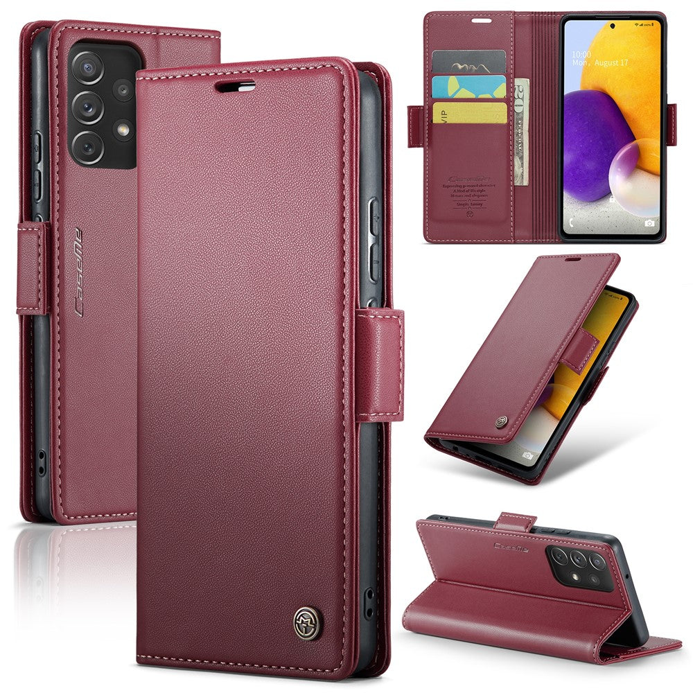 Galaxy A72 4G/5G Glänzende Wallet-Hülle – RFID-Schutz & Ständer