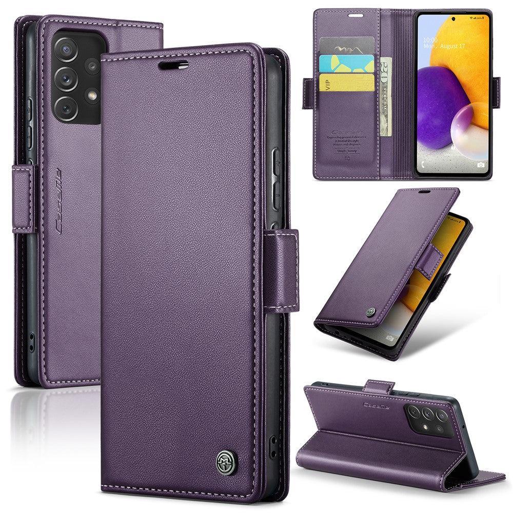Galaxy A72 4G/5G Glänzende Wallet-Hülle – RFID-Schutz & Ständer