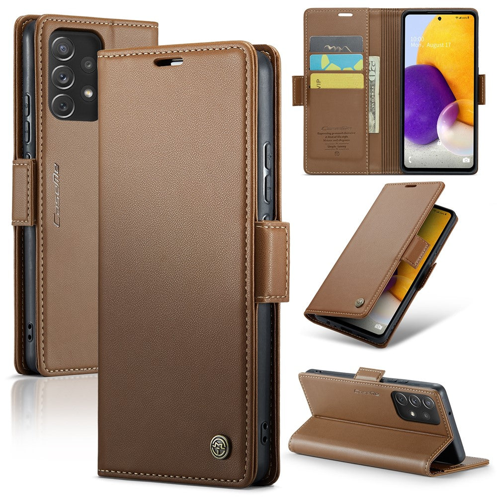Galaxy A72 4G/5G Glänzende Wallet-Hülle – RFID-Schutz & Ständer