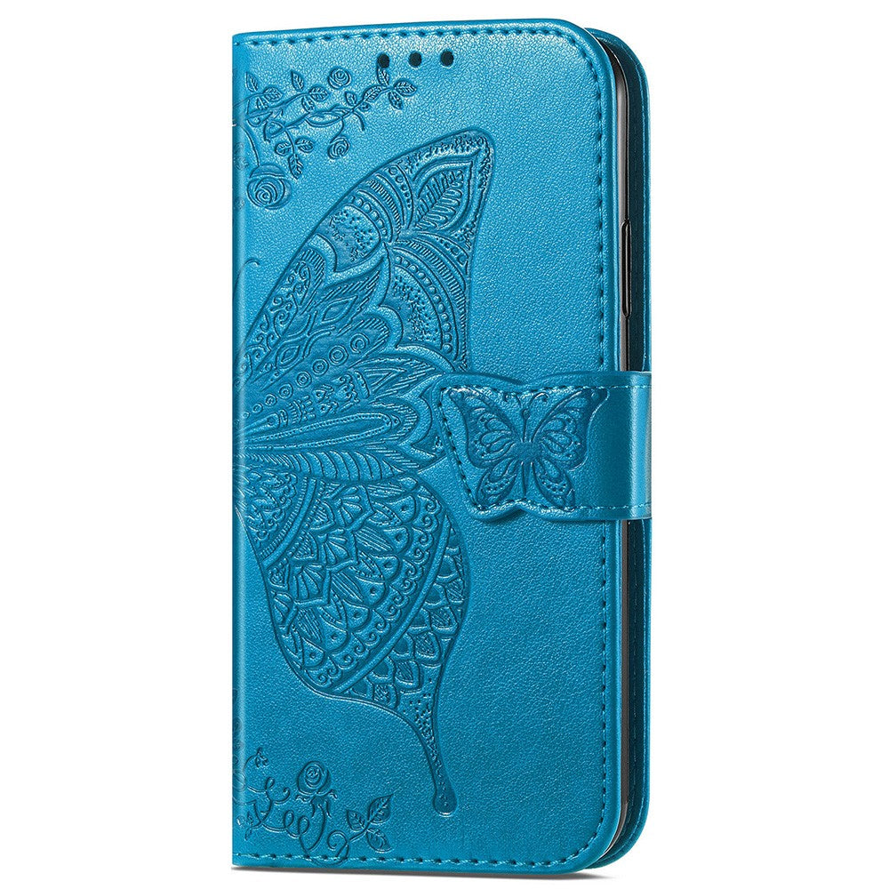 For Xiaomi Redmi 12 4G PU Leather Wallet Case Butterfly Imprinted Phone Cover with Stand