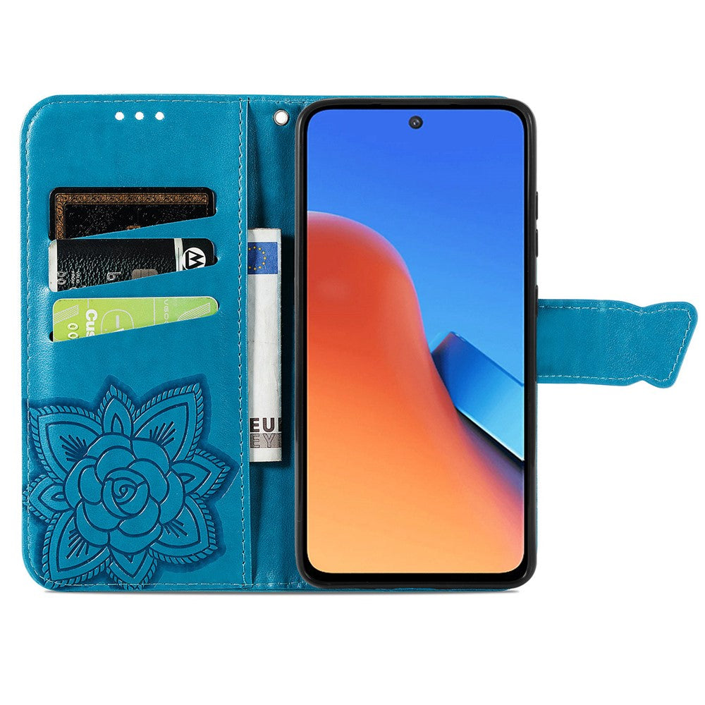 For Xiaomi Redmi 12 4G PU Leather Wallet Case Butterfly Imprinted Phone Cover with Stand
