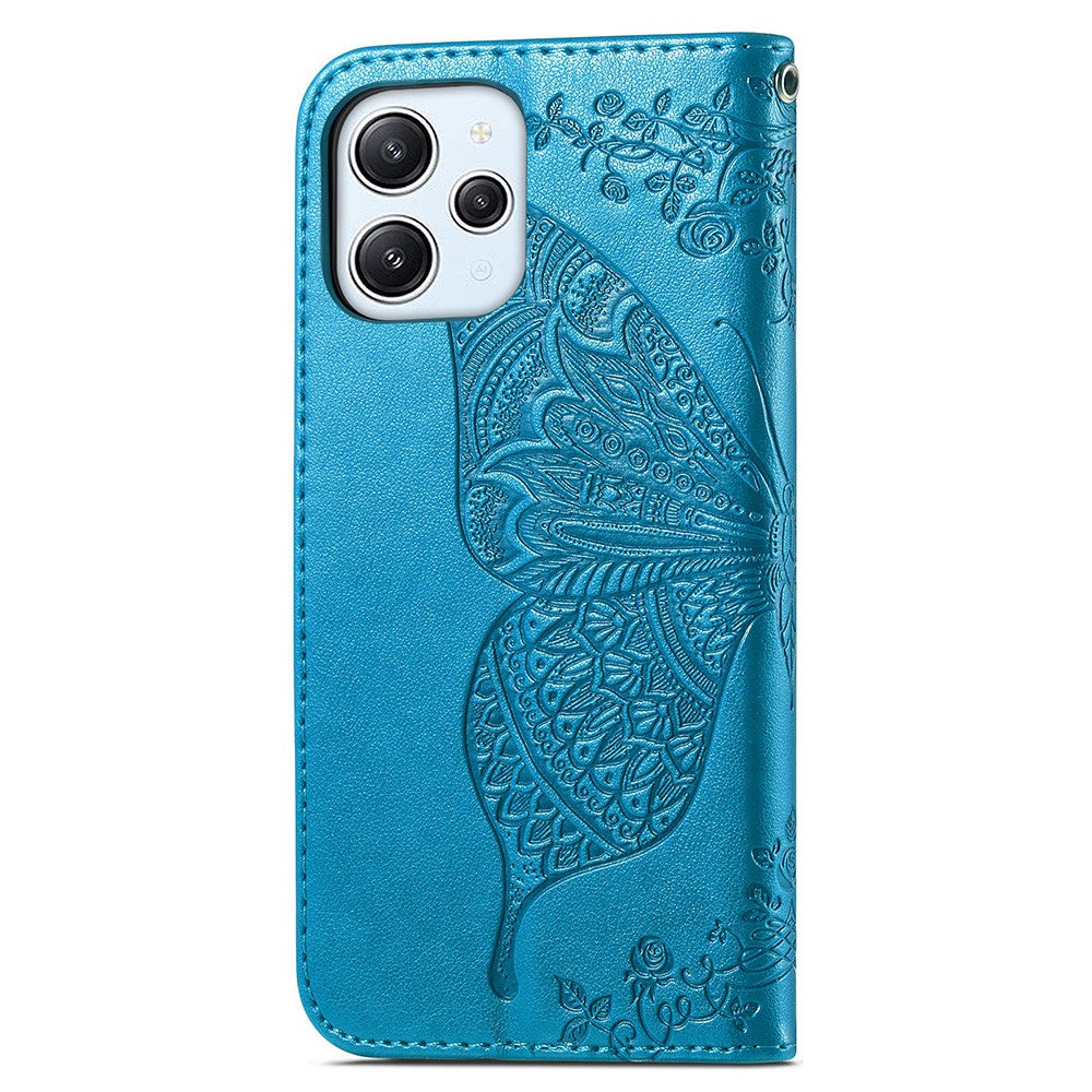 For Xiaomi Redmi 12 4G PU Leather Wallet Case Butterfly Imprinted Phone Cover with Stand