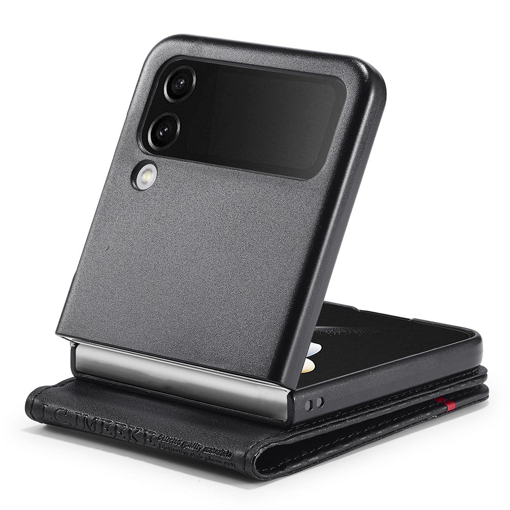 LC.IMEEKE For Samsung Galaxy Z Flip3 5G PU Leather Case Carbon Fiber Texture Card Holder Phone Cover