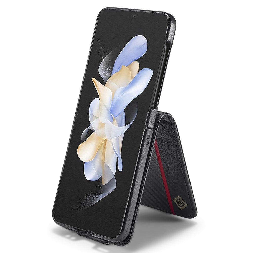 LC.IMEEKE For Samsung Galaxy Z Flip3 5G PU Leather Case Carbon Fiber Texture Card Holder Phone Cover