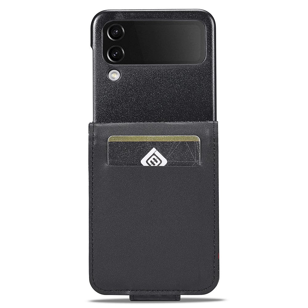 LC.IMEEKE For Samsung Galaxy Z Flip3 5G PU Leather Case Carbon Fiber Texture Card Holder Phone Cover