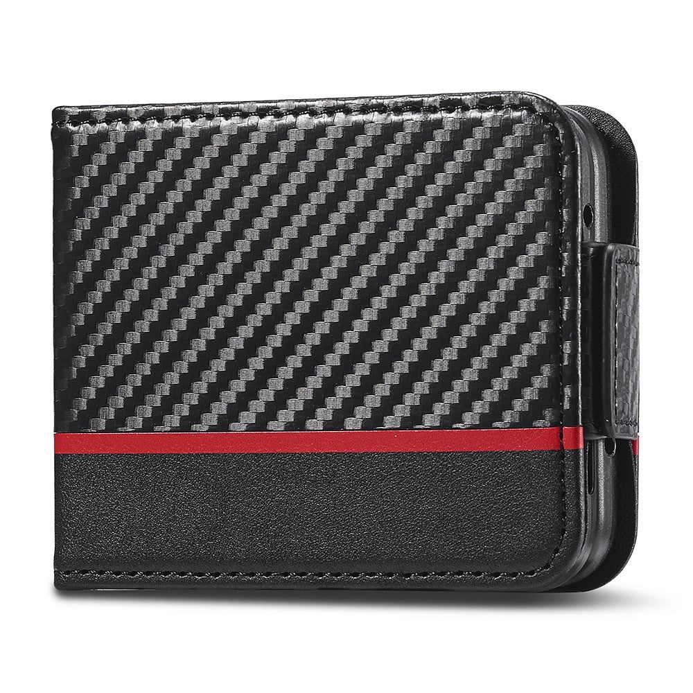 LC.IMEEKE For Samsung Galaxy Z Flip3 5G PU Leather Case Carbon Fiber Texture Card Holder Phone Cover