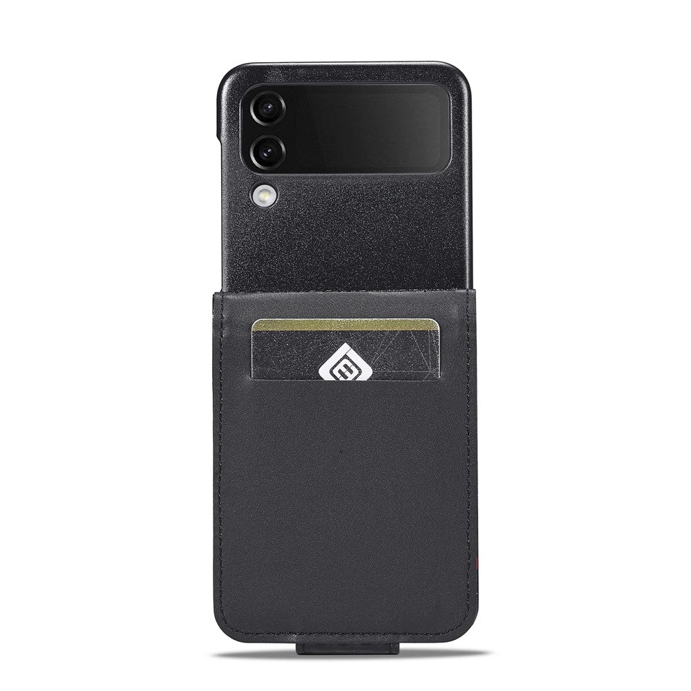 LC.IMEEKE Leather Phone Case for Samsung Galaxy Z Flip4 5G , Carbon Fiber Texture Card Slot Cover