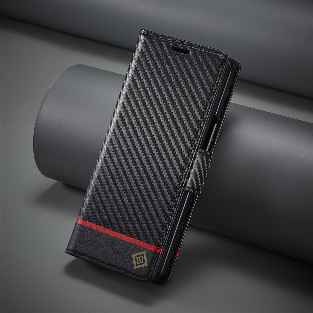 LC.IMEEKE For Samsung Galaxy Z Fold3 5G Carbon Fiber Texture Phone Leather Case Wallet Stand Cover