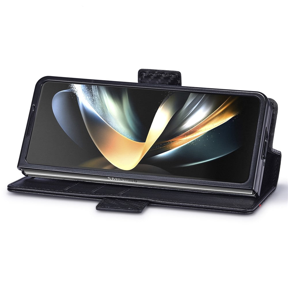 LC.IMEEKE For Samsung Galaxy Z Fold5 5G Phone Leather 
Cover Carbon Fiber Texture Stand Wallet Case