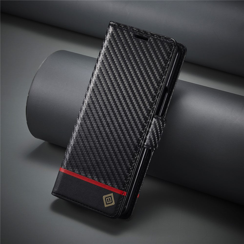 LC.IMEEKE For Samsung Galaxy Z Fold5 5G Phone Leather 
Cover Carbon Fiber Texture Stand Wallet Case