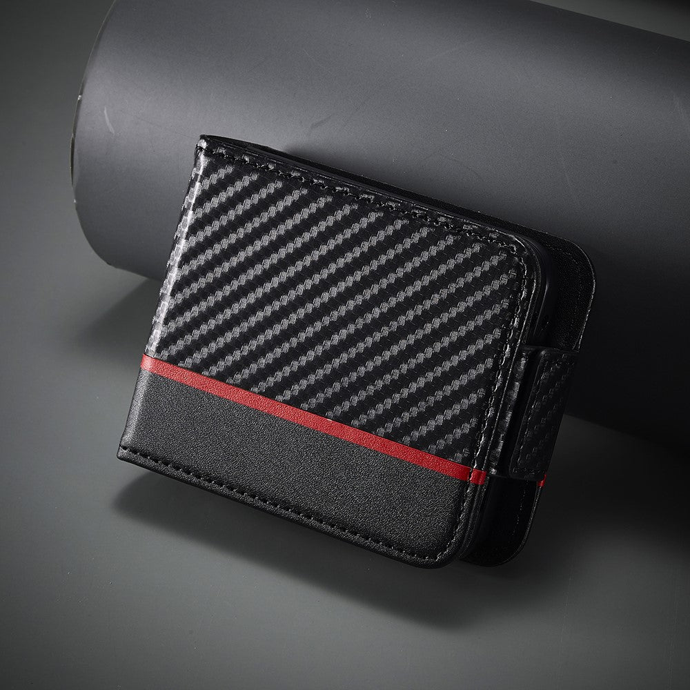 LC.IMEEKE For Samsung Galaxy Z Flip5 5G Card Holder Phone Case Carbon Fiber Texture Leather Phone Cover