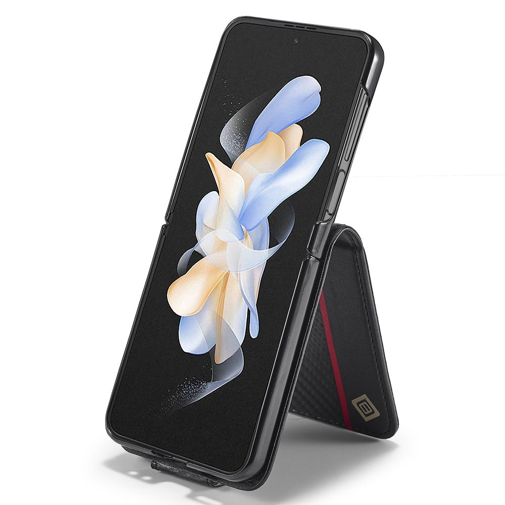 LC.IMEEKE For Samsung Galaxy Z Flip5 5G Card Holder Phone Case Carbon Fiber Texture Leather Phone Cover