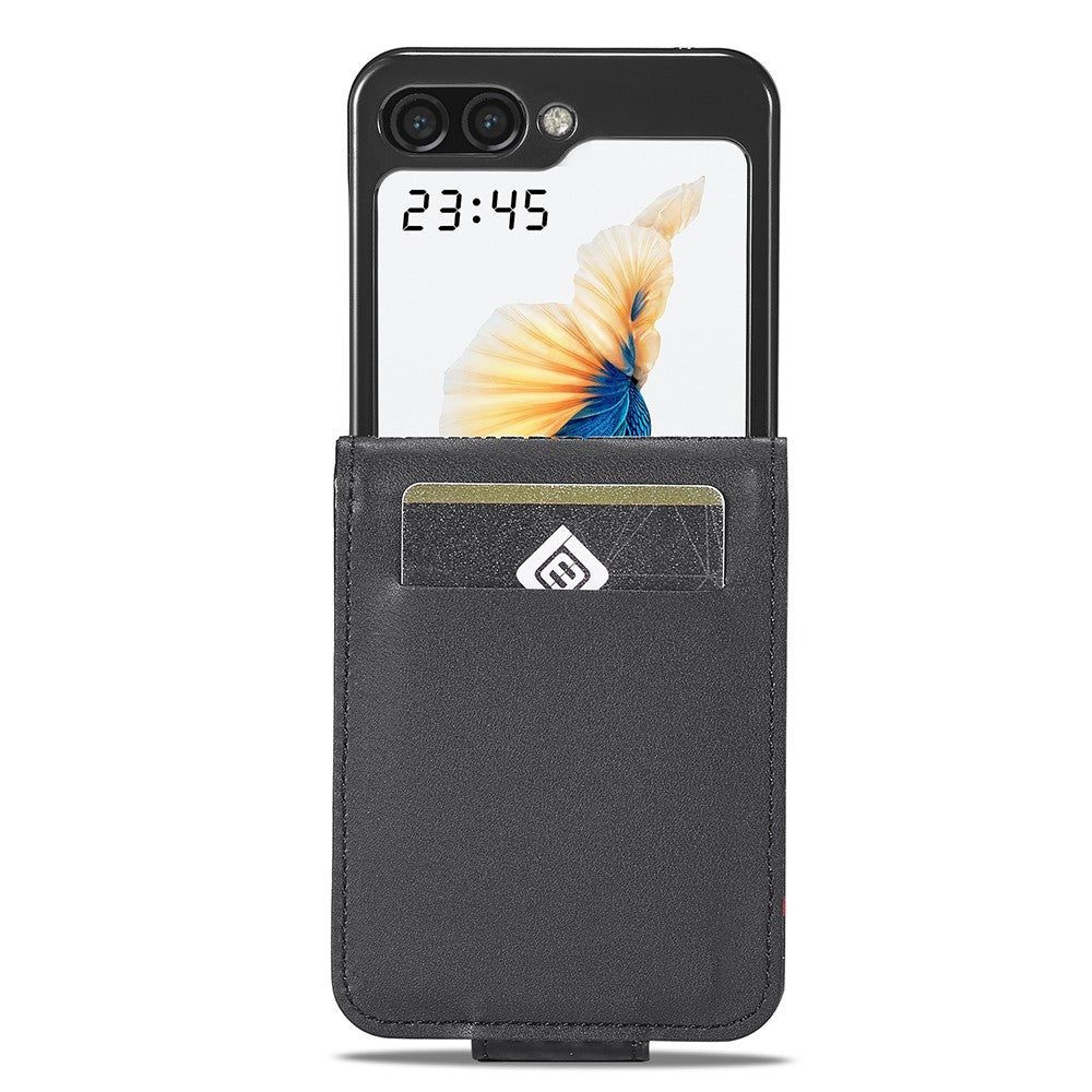 LC.IMEEKE For Samsung Galaxy Z Flip5 5G Card Holder Phone Case Carbon Fiber Texture Leather Phone Cover