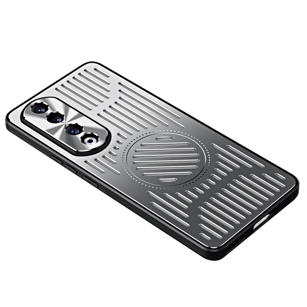 For Honor 90 Phone Case Hollow Heat Dissipation TPU+Aluminum Alloy Magnetic Back Cover