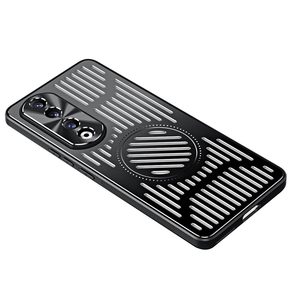 For Honor 90 Phone Case Hollow Heat Dissipation TPU+Aluminum Alloy Magnetic Back Cover