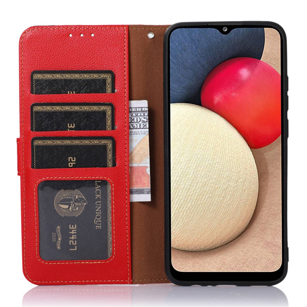 KHAZNEH For Xiaomi Redmi 12 4G Litchi Texture Stand Phone Case RFID Blocking Leather Shell Wallet Phone Cover