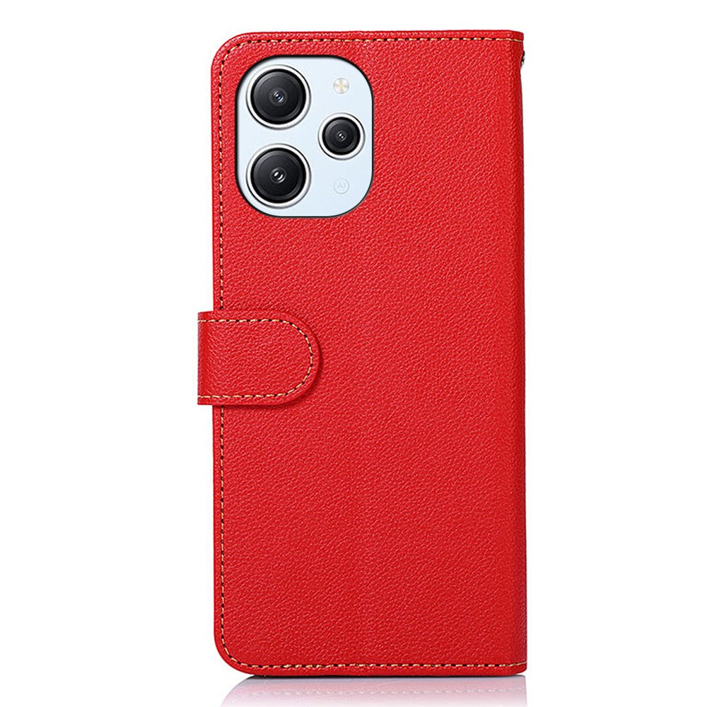 KHAZNEH For Xiaomi Redmi 12 4G Litchi Texture Stand Phone Case RFID Blocking Leather Shell Wallet Phone Cover