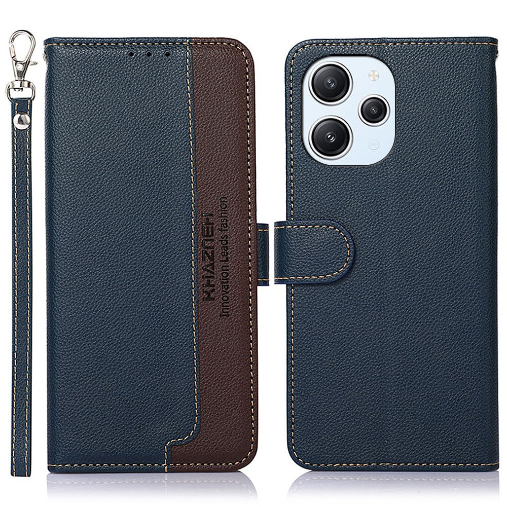KHAZNEH For Xiaomi Redmi 12 4G Litchi Texture Stand Phone Case RFID Blocking Leather Shell Wallet Phone Cover