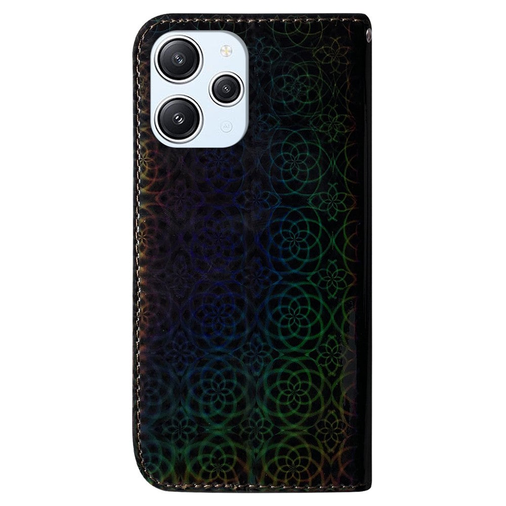 For Xiaomi Redmi 12 4G Dazzling Flower Pattern Phone Case PU Leather Wallet Stand Cover