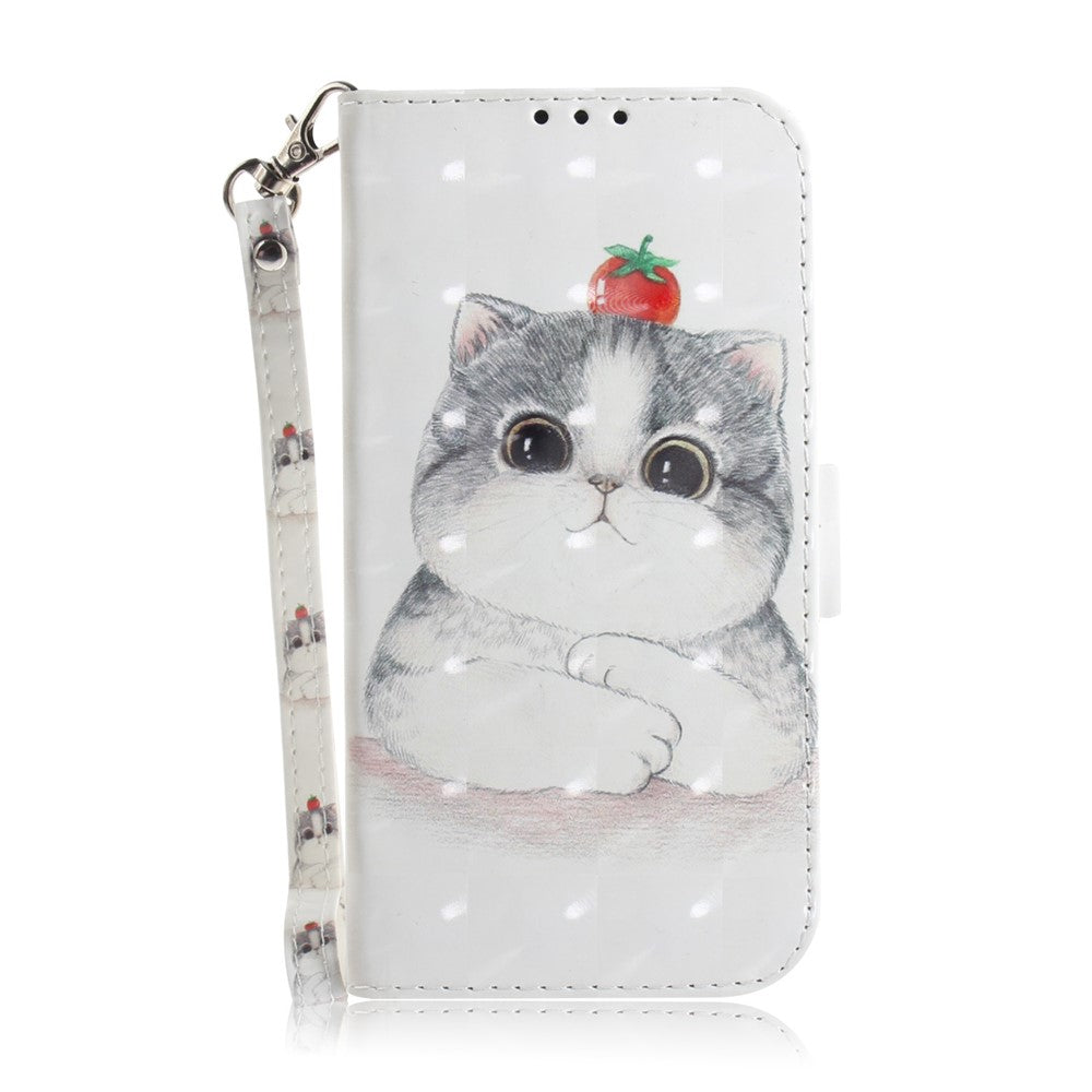 Wallet Phone Case for Xiaomi Redmi 12 4G , 3D Pattern Printed PU Leather Stand Cover with Strap