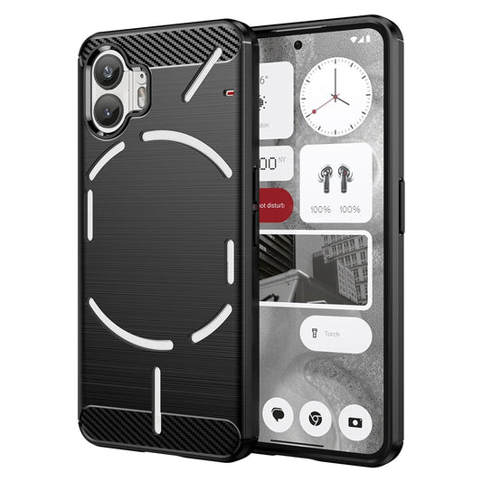 For Nothing Phone (2) Brushed Phone Case Carbon Fiber Texture TPU Back Cover