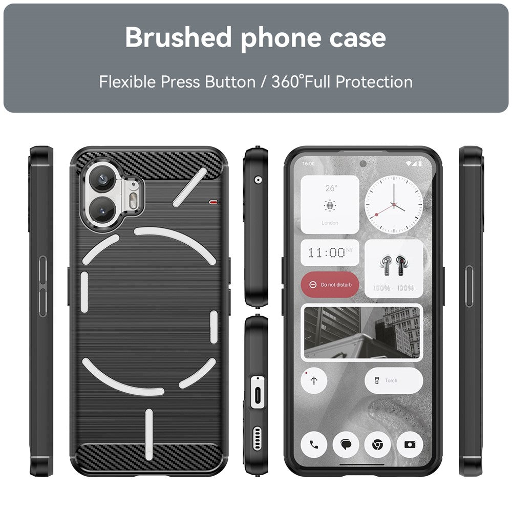 For Nothing Phone (2) Brushed Phone Case Carbon Fiber Texture TPU Back Cover