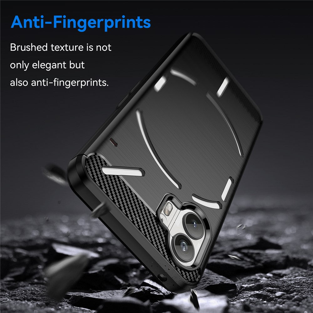 For Nothing Phone (2) Brushed Phone Case Carbon Fiber Texture TPU Back Cover