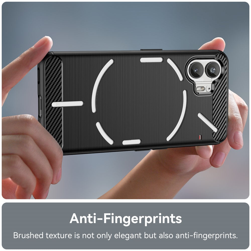 For Nothing Phone (2) Brushed Phone Case Carbon Fiber Texture TPU Back Cover