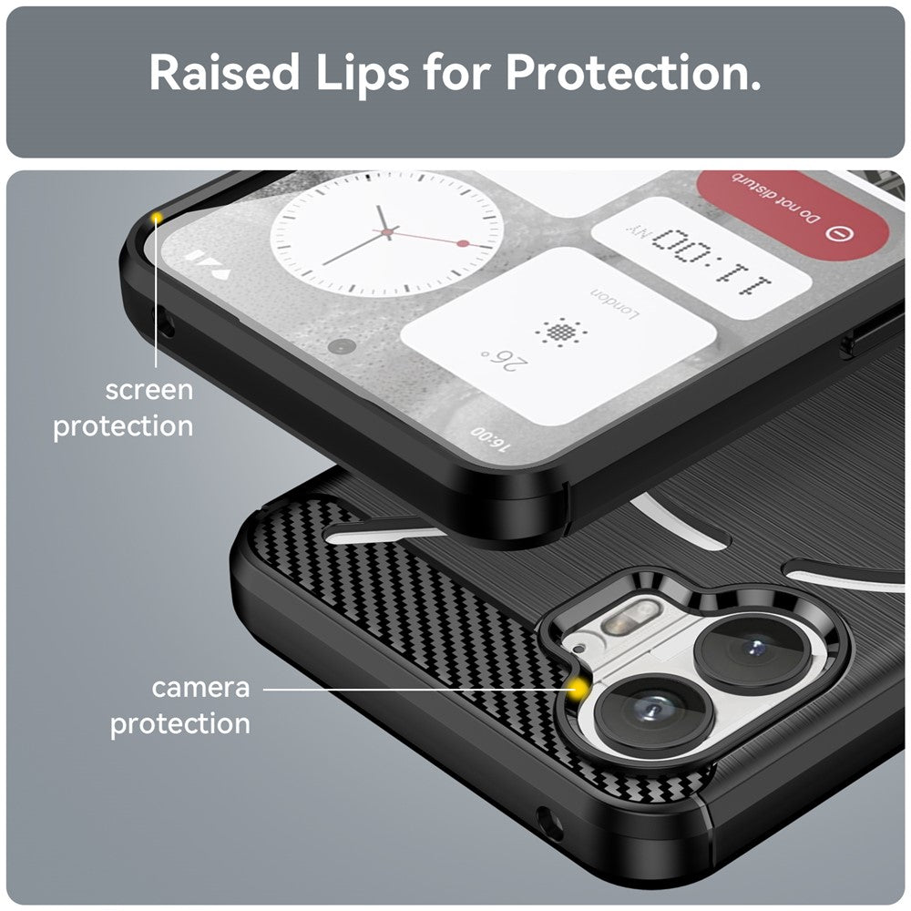 For Nothing Phone (2) Brushed Phone Case Carbon Fiber Texture TPU Back Cover