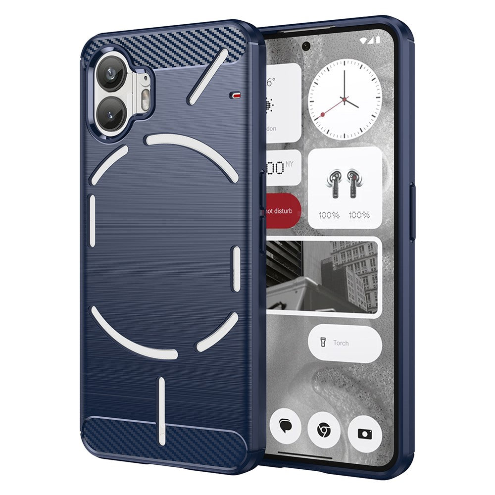 For Nothing Phone (2) Brushed Phone Case Carbon Fiber Texture TPU Back Cover