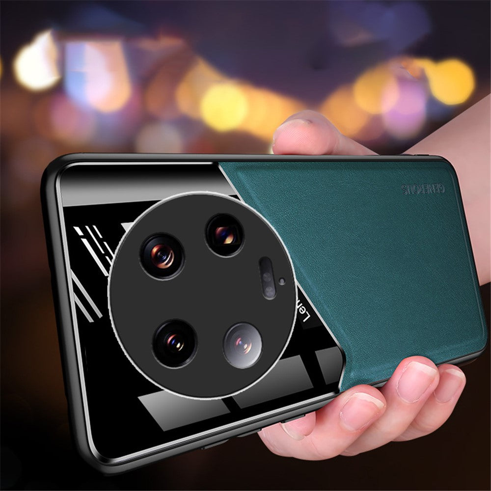 For Xiaomi 13 Ultra Protective Cover PU Leather Coated TPU + PC Phone Case with Car Mount Metal Sheet