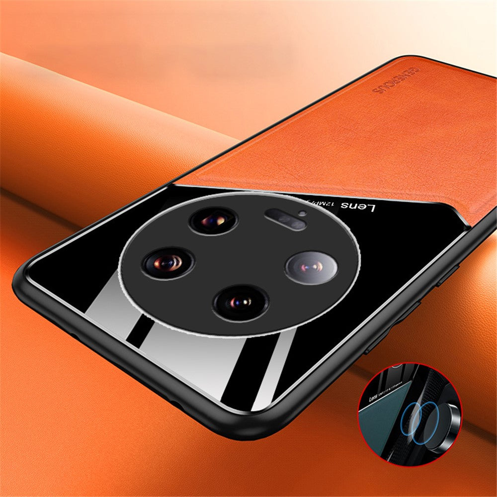 For Xiaomi 13 Ultra Protective Cover PU Leather Coated TPU + PC Phone Case with Car Mount Metal Sheet